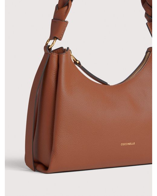 Coccinelle Brown Schultertasche Aus Doubleface-Leder Boheme Small