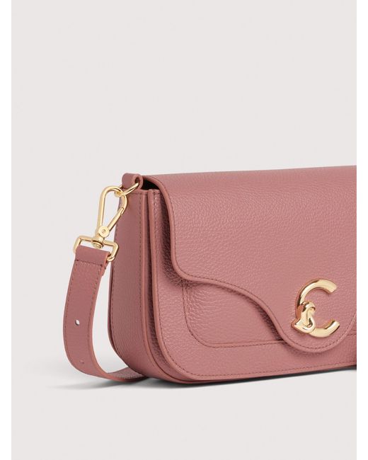 Coccinelle Pink Grained Leather Shoulder Bag C-Me Medium