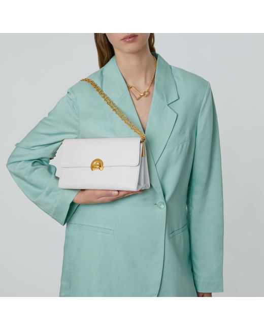 Coccinelle White Grained Leather Shoulder Bag Binxie Medium