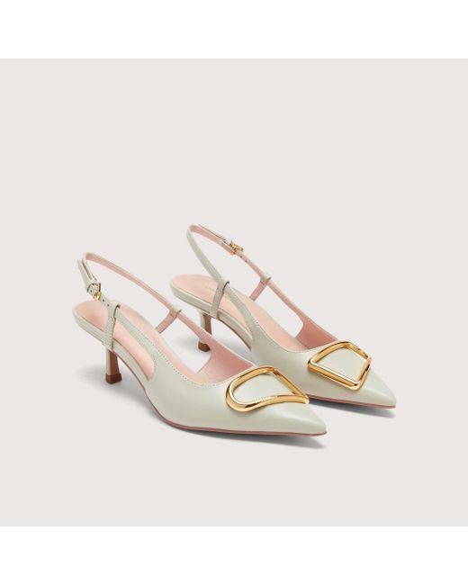 Coccinelle Natural Smooth Leather Slingbacks With Heel Himma Smooth