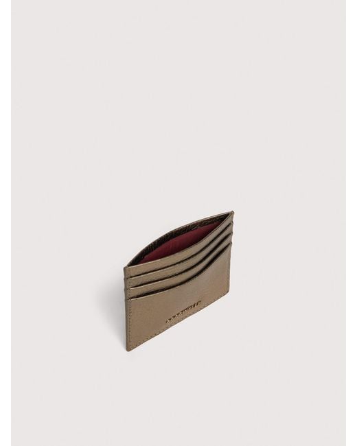 Coccinelle Natural Grainy Leather Card Holder Metallic Small