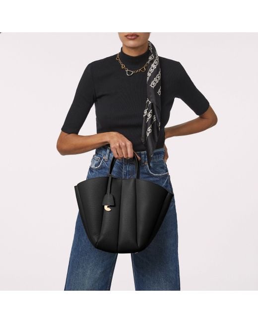 Coccinelle Black Grained Leather Handbag Bundie Medium
