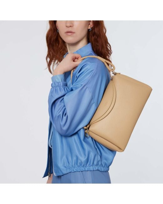 Coccinelle Natural Grained Leather Shoulder Bag Eclyps Medium