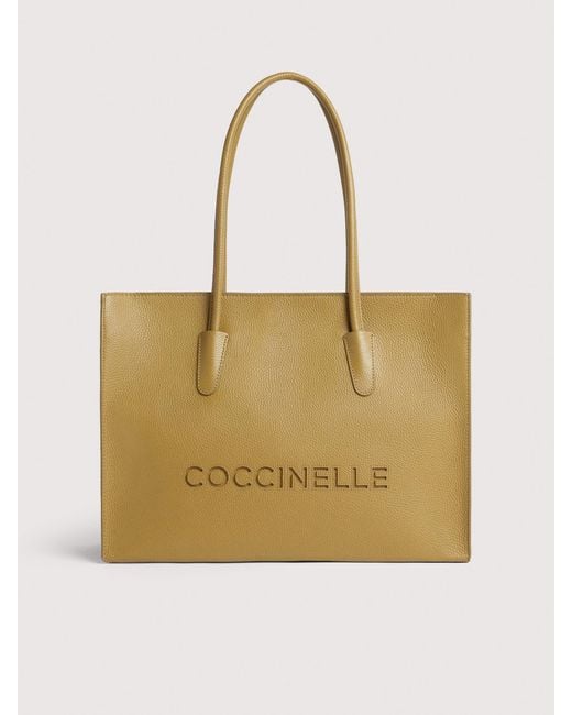 Coccinelle Natural Grained Leather Tote Bag Myrtha26 Large