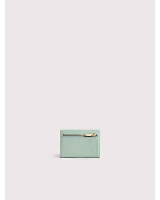 Coccinelle Blue Grained Leather Passport Holder Metallic Medium