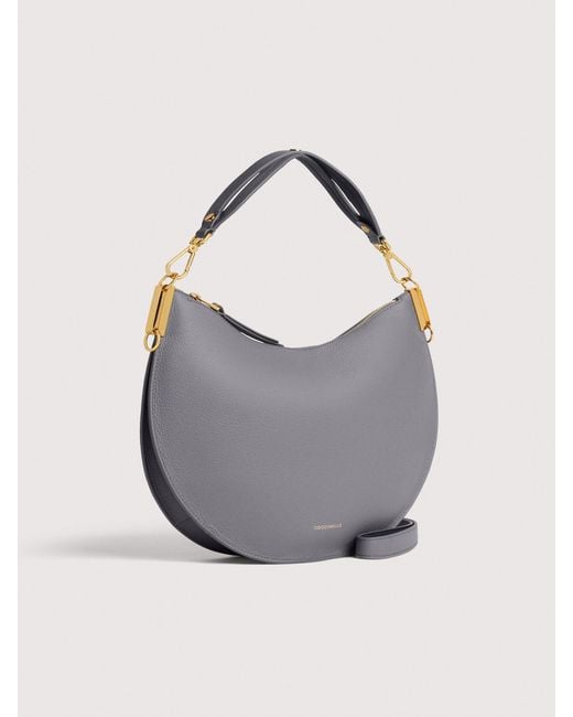 Coccinelle Gray Two-Sided Leather Shoulder Bag Sunup Medium