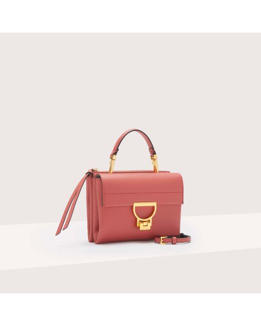 Coccinelle Pink Grained Leather Handbag Arlettis Small
