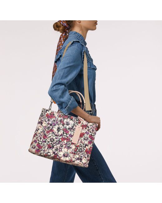 Coccinelle Pink Floral Print Fabric Handbag Never Without Bag Cross Flower Print Medium