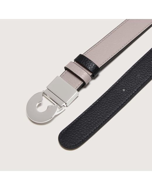 Coccinelle Shiny Goat-Embossed Leather Belt Logo C Reversible Shiny Goat in  Blue | Lyst