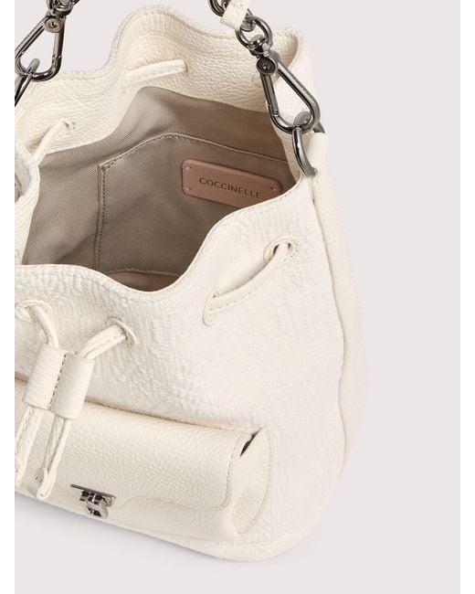 Coccinelle Natural Shells Textured Fabric Bucket Bag Beat Generation Small