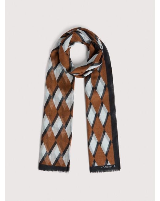 Coccinelle Multicolor Silk And Modal Stole New Geometric Patch