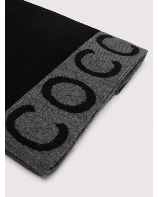 Coccinelle Black Wool-Blend Scarf Logo