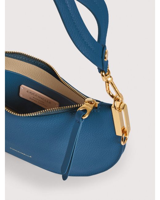 Coccinelle Blue Two-Sided Leather Shoulder Bag Sunup Small