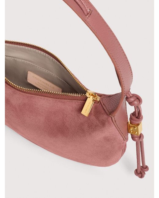 Coccinelle Pink Suede Shoulder Bag Thess Small