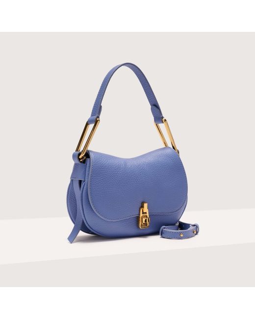 Coccinelle Blue Grained Leather Handbag Magie Soft Mini