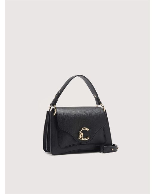 Coccinelle Blue Grained Leather Handbag C-Me Small