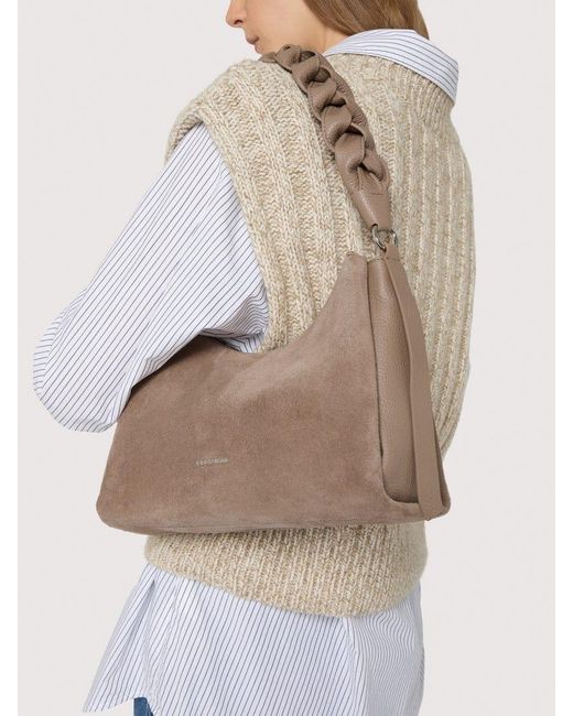Coccinelle Natural Suede Shoulder Bag Boheme Small