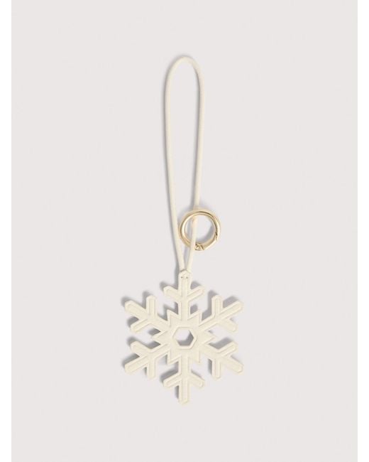 Coccinelle Natural Grained Leather Key Ring Winterly Charms