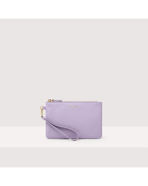Coccinelle Purple Grained Leather Pouch New Best Soft