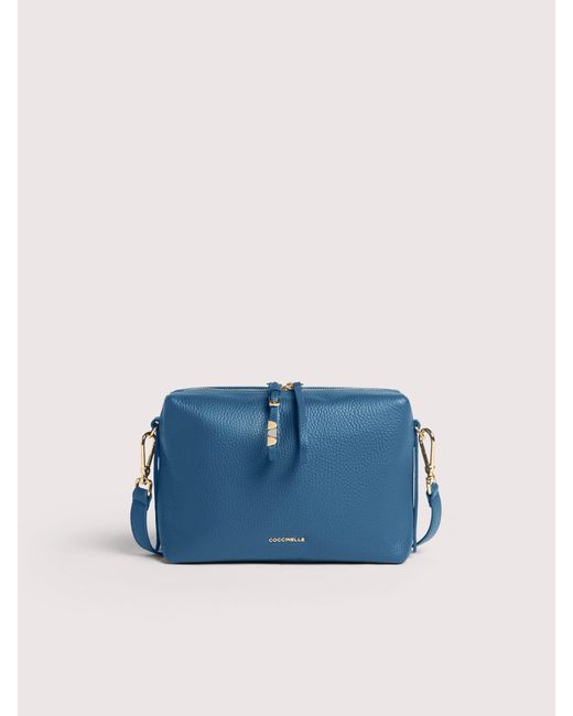 Coccinelle Blue Grained Leather Crossbody Bag Nory Small