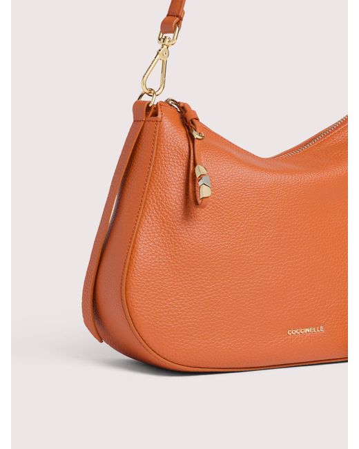 Coccinelle Orange Hobo Bag Aus Genarbtem Leder Nory Small