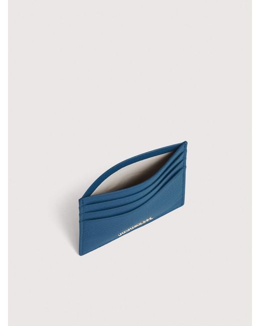 Coccinelle Blue Grainy Leather Card Holder Metallic Small