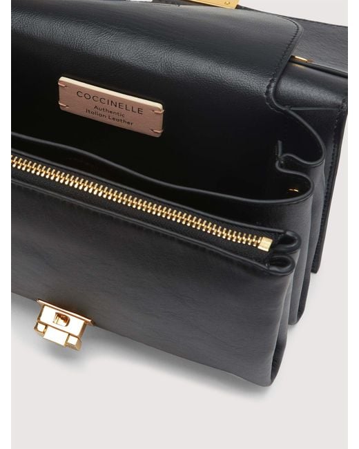Coccinelle Black Vintage-Effect Leather Shoulder Bag Arlettis Vintage Small