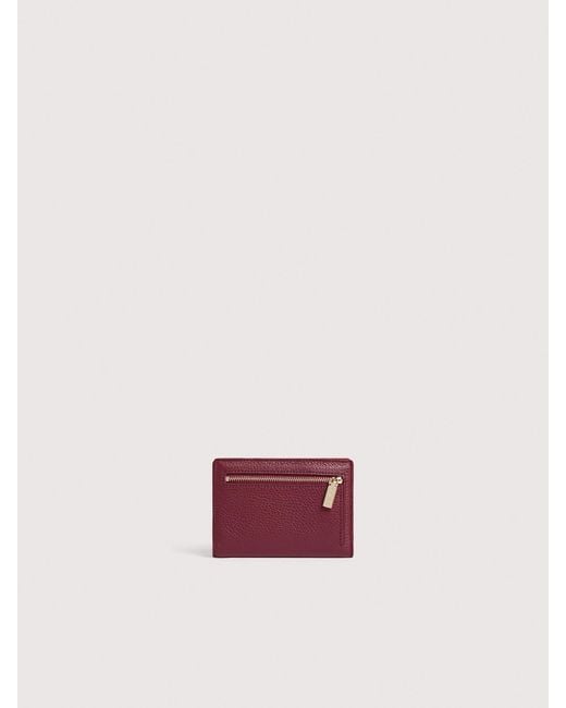 Coccinelle Pink Reisepassetui Aus Genarbtem Leder Metallic Soft
