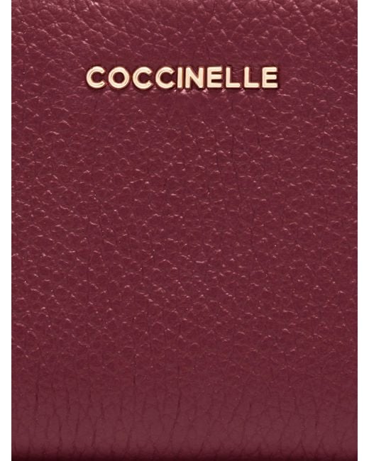 Coccinelle Purple Geldbörse Small Aus Genarbtem Leder Metallic Soft