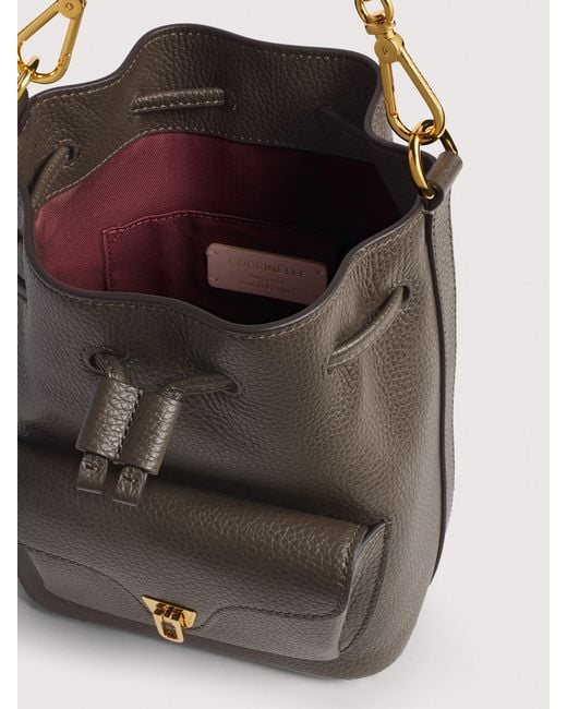 Coccinelle Multicolor Grained Leather Bucket Bag Beat Generation Small