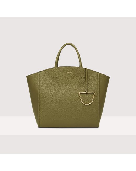 Coccinelle Green Grained Leather Handbag Narcisse Medium