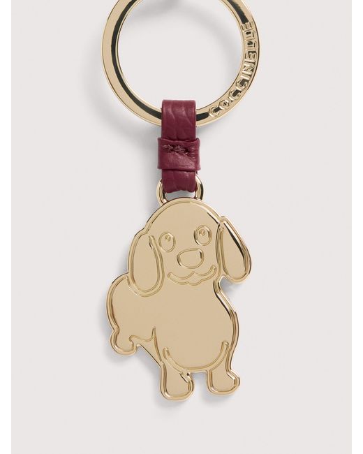 Coccinelle Natural Leather And Metal Key Ring Basic Metal Light