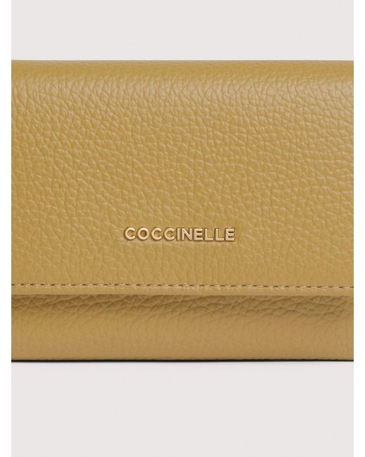Coccinelle Natural Small Grained Leather Wallet Metallic Small