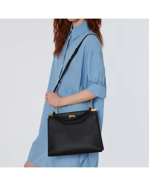 Coccinelle Black Grained Leather Handbag Binxie Medium