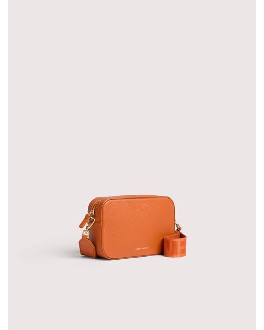 Coccinelle Orange Grained Leather Crossbody Bag Tebe Small