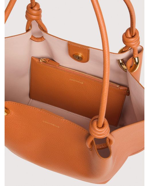 Coccinelle Grained Leather Tote Bag Finn Medium in Pink | Lyst