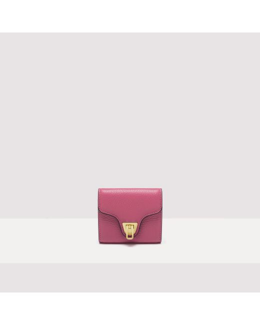 Coccinelle Pink Geldbörse Small aus genarbtem Leder Beat Soft