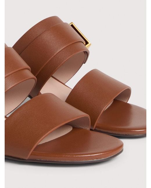 Coccinelle Brown Cowhide-Effect Smooth Leather Sandals C-Me Lock