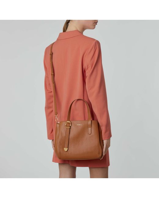 Coccinelle Brown Grained Leather Handbag Gleen Small