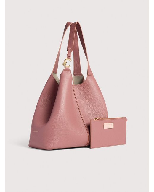 Coccinelle Pink Grained Leather Tote Bag C-Easy Large