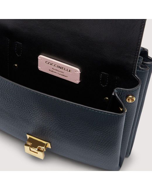 Coccinelle Blue Grained Leather Handbag Arlettis Small