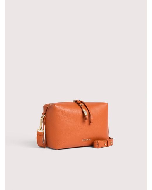 Coccinelle Orange Grained Leather Crossbody Bag Nory Small