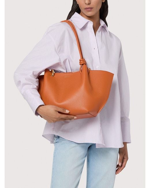 Coccinelle Natural Grained Leather Tote Bag Finn Medium