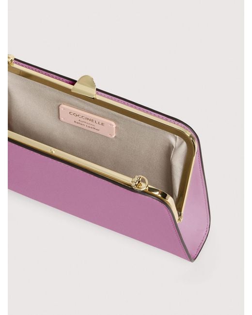 Coccinelle Pink Smooth Calf Leather Clutch Bag Liv Small