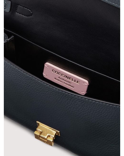 Coccinelle Blue Grained Leather Clutch Bag Arlettis Mini