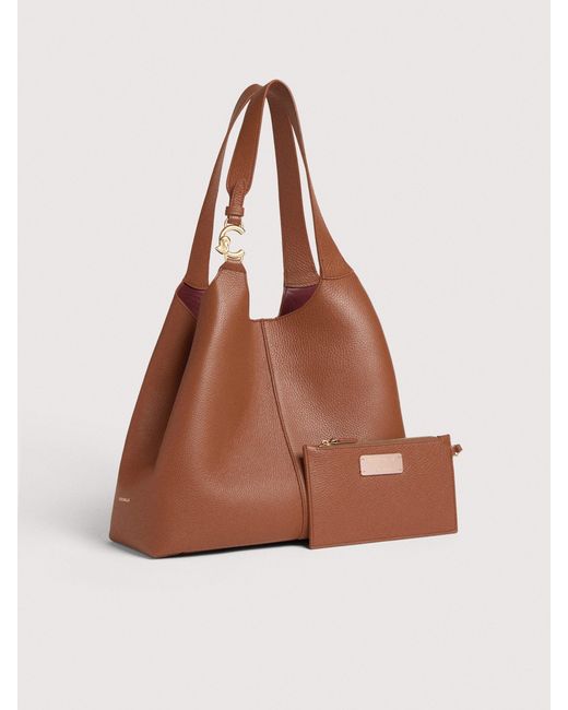 Coccinelle Brown Grained Leather Tote Bag C-Easy Large