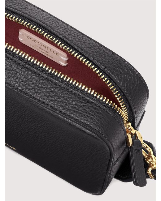 Coccinelle Black Grained Leather Crossbody Bag Tebe Small