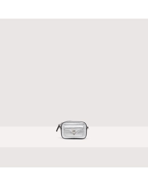 Coccinelle White Grained Leather Microbag Beat Soft Micro