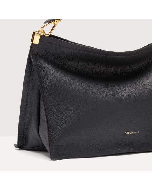 Coccinelle Black Two-Sided Leather Shoulder Bag Snip Medium