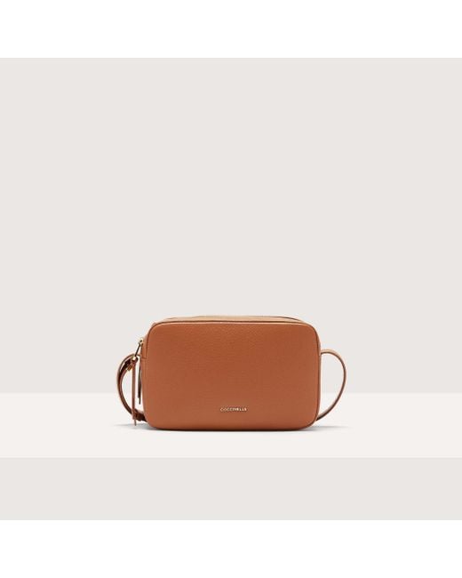 Coccinelle Brown Grained Leather Crossbody Bag Gleen Small